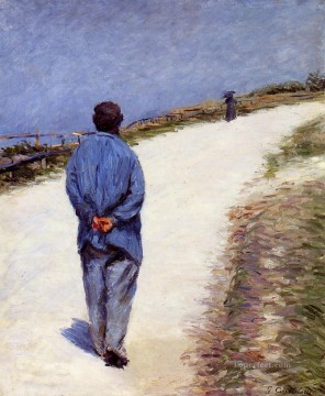 Gustave Caillebotte Painting - Man in a Smock aka Father Magloire on the Road between Saint Clair and Etreta Gustave Caillebotte